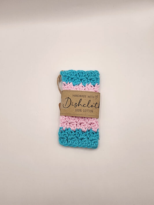 Crochet Small Transgender Flag Dishcloth